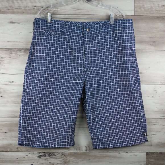 Univibe* Men's 1.5" Belt Loop Multipocketed Checkered Board Shorts~ Size 34W - Picture 1 of 10